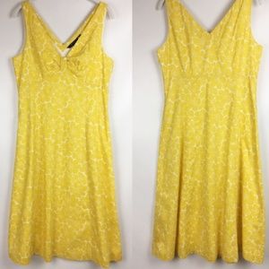 Boden | yellow floral cotton midi dress 0578
